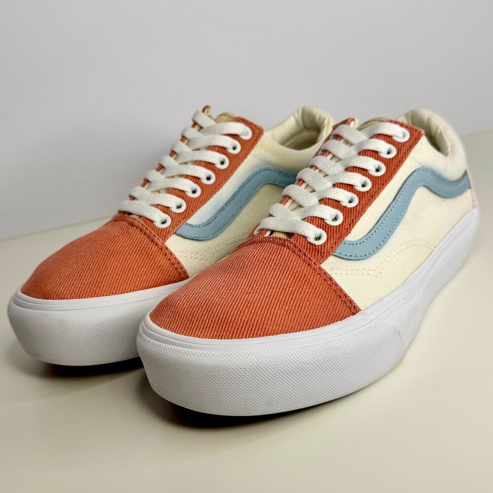 Women's 9.5 Vans‎ Old Skool Platform Multicolor Twill Pastel Sneaker Shoes